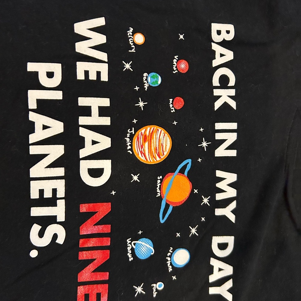 Kids Black Graphic Tee - Planet Design